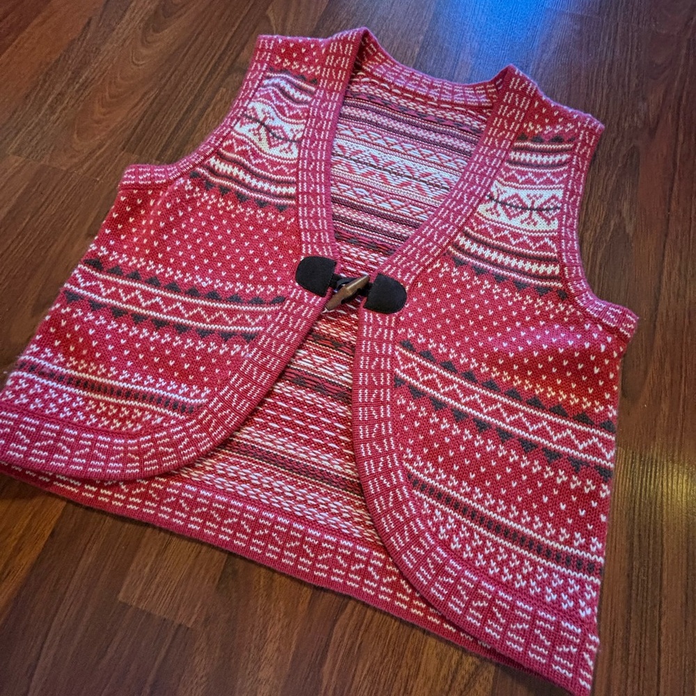 Vintage Wool Sweater Vest Christopher & Banks Wood Button Size Medium
